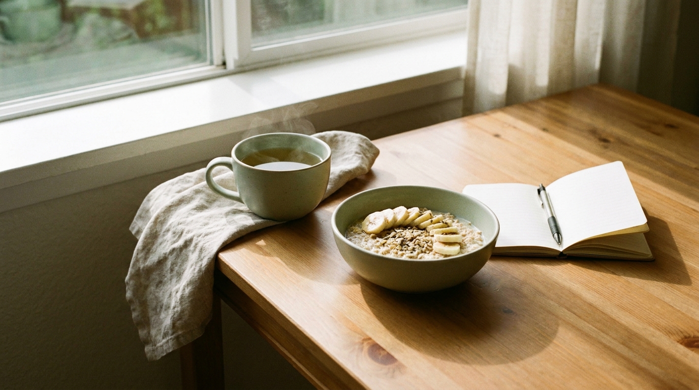 Calming tea, oats and a food diary